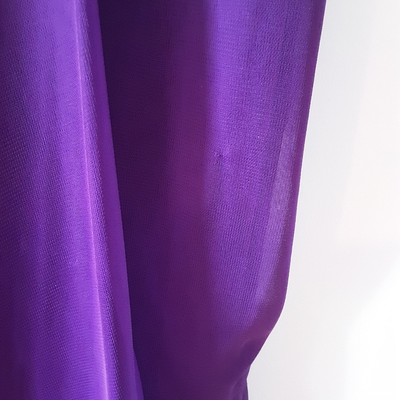 Long Purple Gown with Jeweled Mesh Neckline - Picture 6 of 9